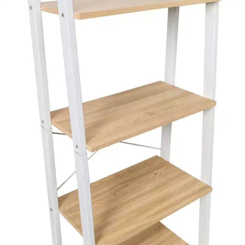 5-Tier Ladder Bookshelf, Steel Frame, 67.7" Height, 50 lb Capacity, Veneer Finish