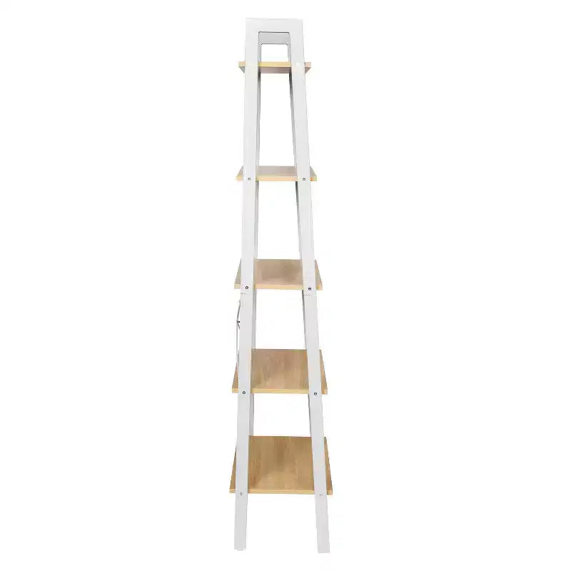 5-Tier Ladder Bookshelf, Steel Frame, 67.7" Height, 50 lb Capacity, Veneer Finish