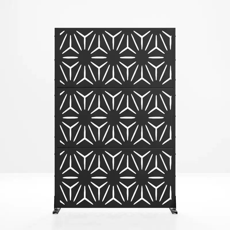 Outdoor and Indoor Privacy Screen Galvanized Steel Freestanding Decorative Black