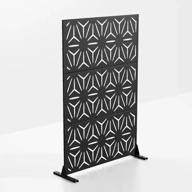 Outdoor and Indoor Privacy Screen Galvanized Steel Freestanding Decorative Black