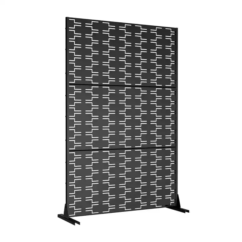 Outdoor and Indoor Privacy Screen Galvanized Steel Freestanding Decorative Black