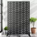 MAYEERTY Outdoor and Indoor Privacy Screen Galvanized Steel Screen Freestanding Decorative Privacy Screen Black