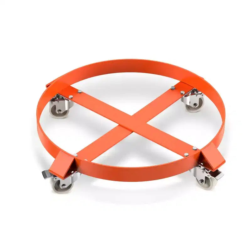 55-Gallon Drum Dolly with Five 360° Swivel Wheels and Brakes