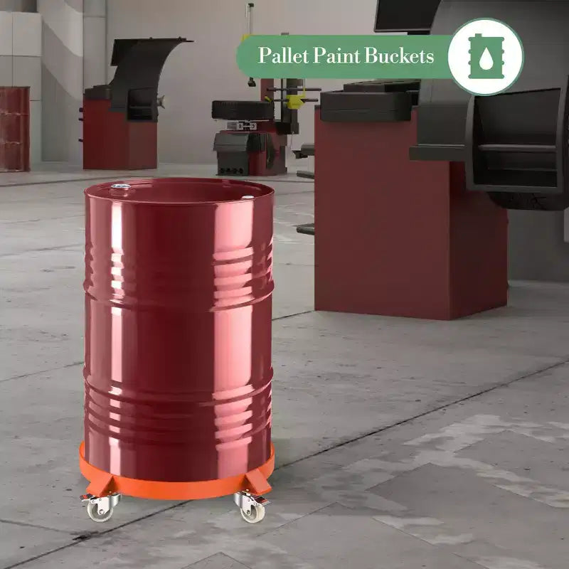 55-Gallon Drum Dolly with Five 360° Swivel Wheels and Brakes