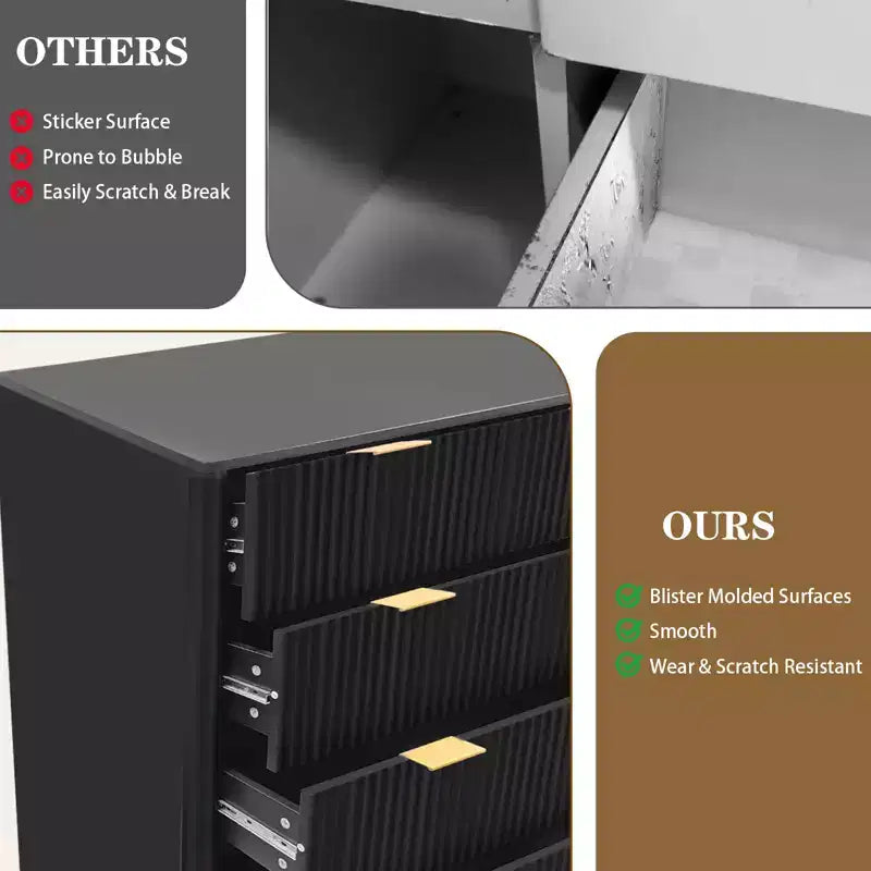 5 Drawer Dresser - Fluted Panel Chest of Drawers