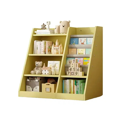 35in Kids Bookshelf, Small Bookshelf with 4 Shelves, Ladder Shelf for Kids Room, Living Room, Playroom, Yellow