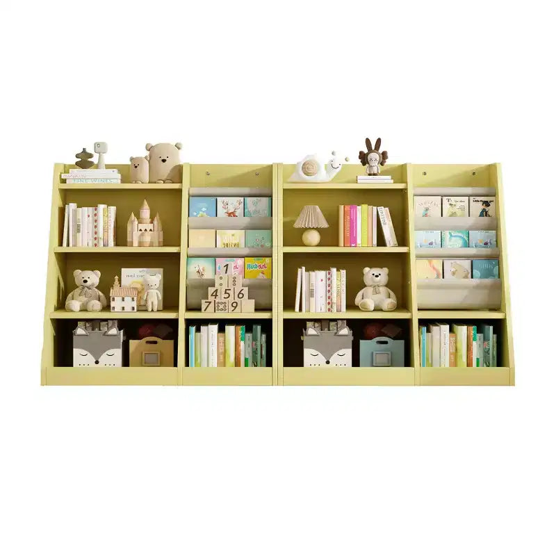 35in Kids Bookshelf, Small Bookshelf with 4 Shelves, Ladder Shelf for Kids Room, Living Room, Playroom, Yellow