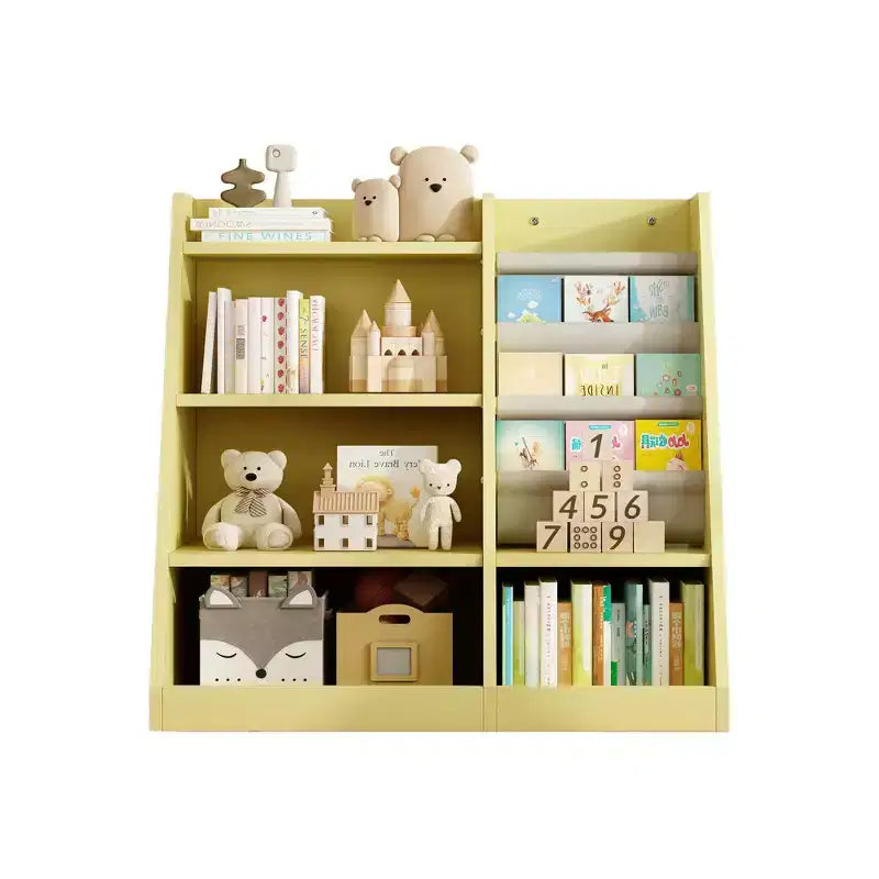 35in Kids Bookshelf, Small Bookshelf with 4 Shelves, Ladder Shelf for Kids Room, Living Room, Playroom, Yellow