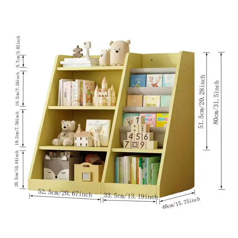 35in Kids Bookshelf, Small Bookshelf with 4 Shelves, Ladder Shelf for Kids Room, Living Room, Playroom, Yellow
