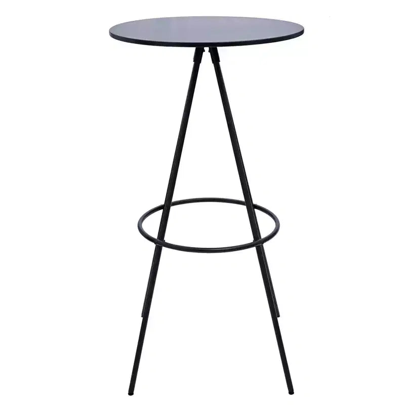 HomeRoots 31 Black Rounded Wood and Iron Bar Table