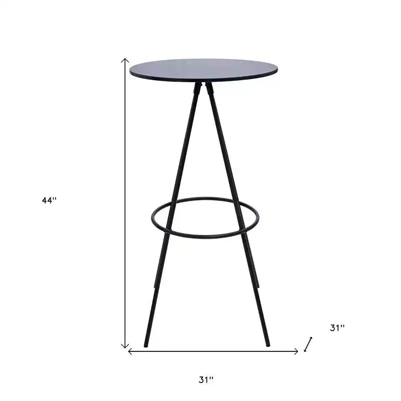 31" Black Rounded Wood and Iron Bar Table