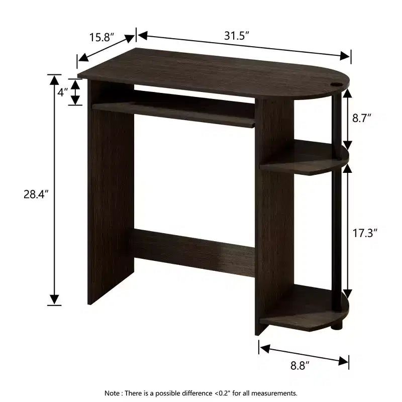 15" Wide Computer Desk with Keyboard Tray & 2 Compartments