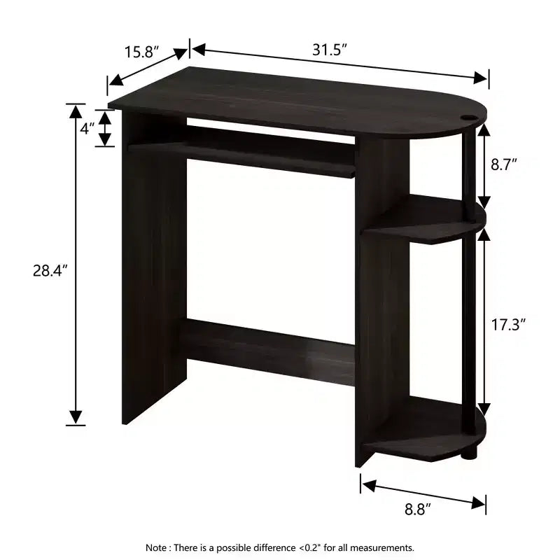 15" Wide Computer Desk with Keyboard Tray & 2 Compartments