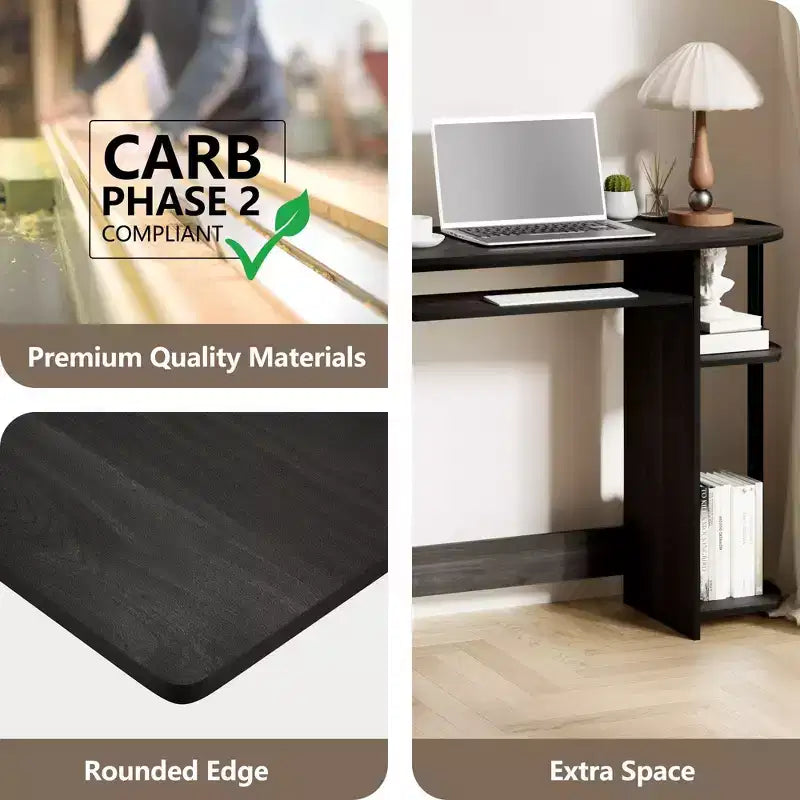 15" Wide Computer Desk with Keyboard Tray & 2 Compartments