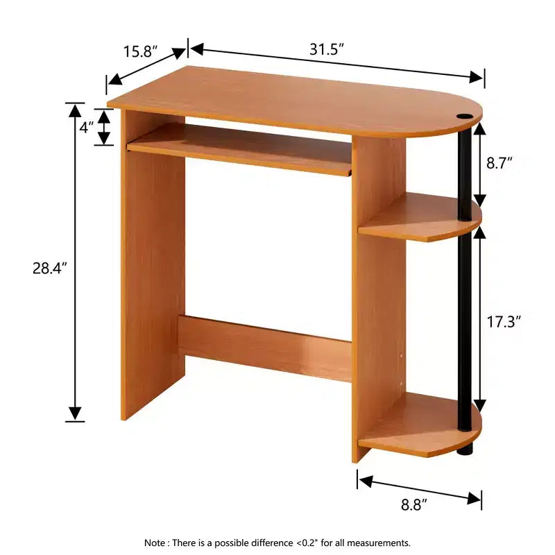 15" Wide Computer Desk with Keyboard Tray & 2 Compartments