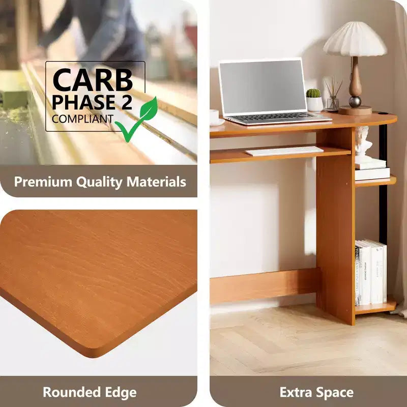 15" Wide Computer Desk with Keyboard Tray & 2 Compartments