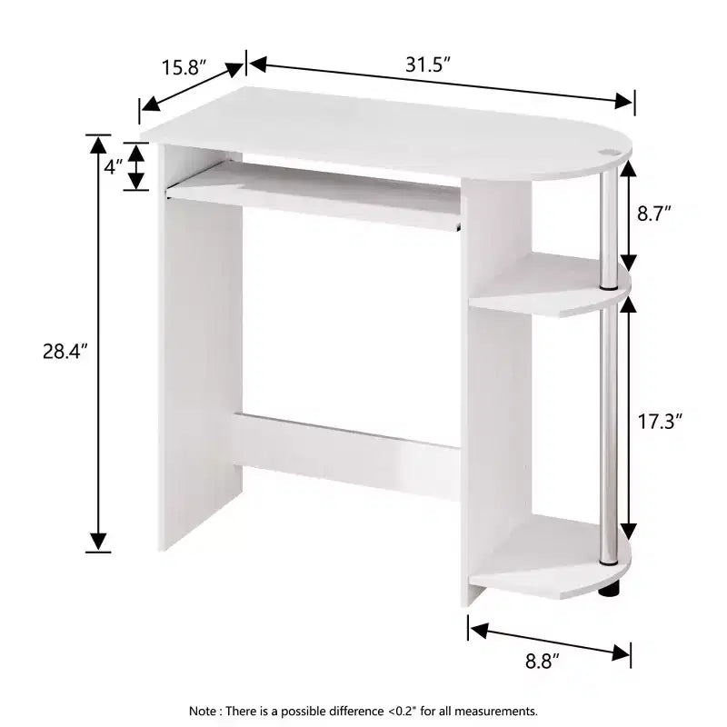 15" Wide Computer Desk with Keyboard Tray & 2 Compartments