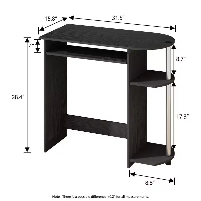 15" Wide Computer Desk with Keyboard Tray & 2 Compartments