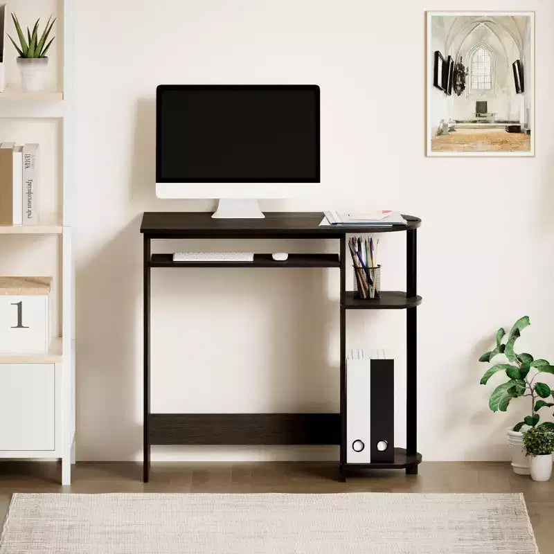 15" Wide Computer Desk with Keyboard Tray & 2 Compartments