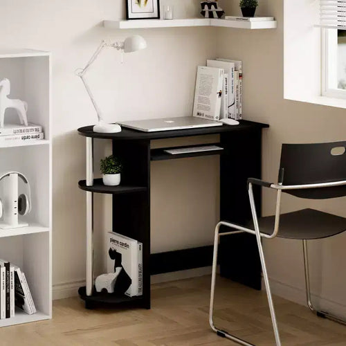 HOMLUX 15 Wide Computer Desk Writing Study Laptop Table with Keyboard Tray & 2 Compartments