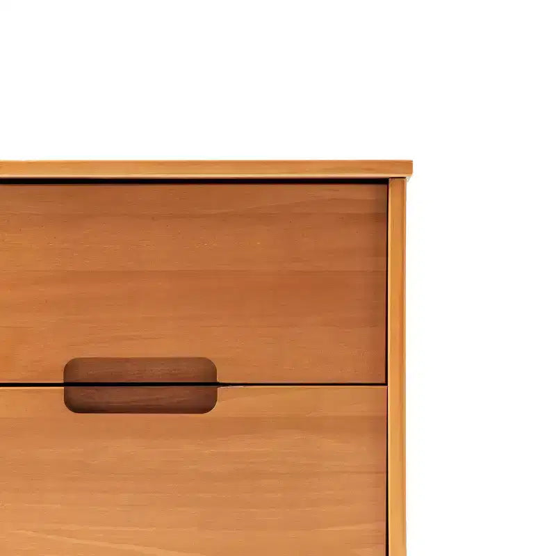 Mid-Century Modern 2-Drawer Solid Wood Nightstand with Cutout Handles - Caramel