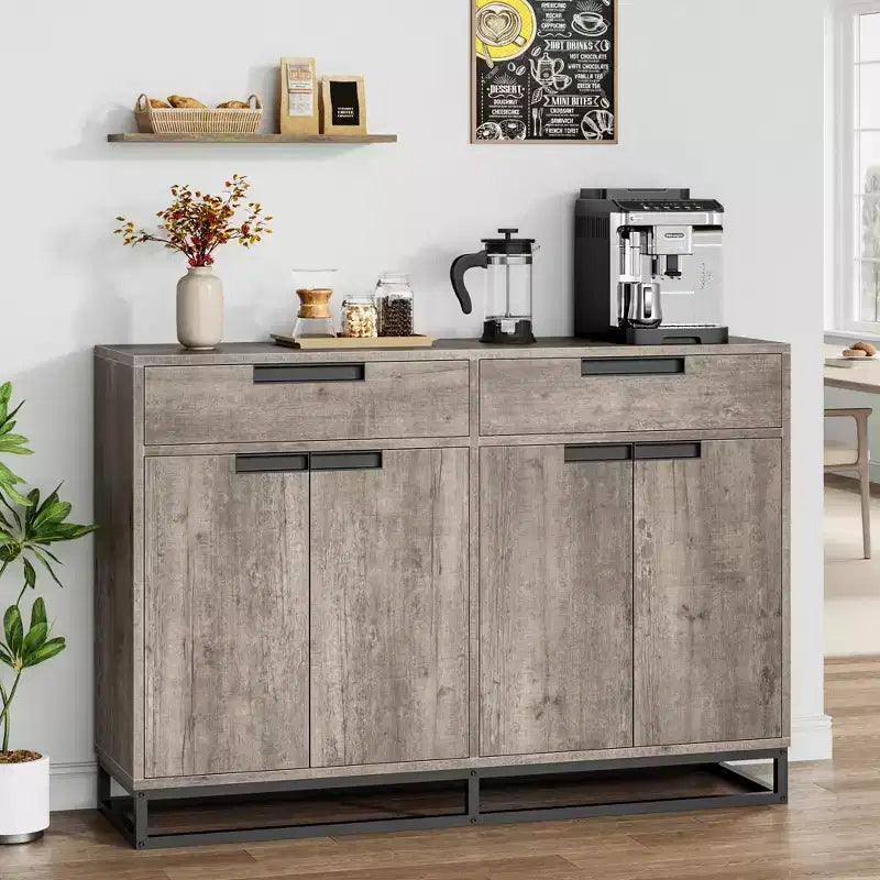 2 Drawers and 4 Doors, Sideboard Buffet CabinetCoffee Bar Buffet Table for Kitchen,