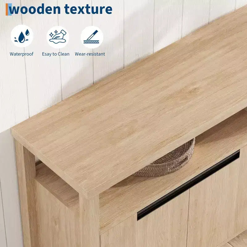 63-Inch Farmhouse TV Stand for 70-Inch TV with Storage and Open Shelves