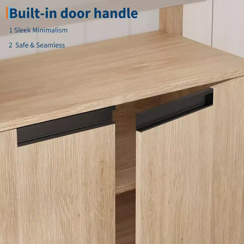 63-Inch Farmhouse TV Stand for 70-Inch TV with Storage and Open Shelves