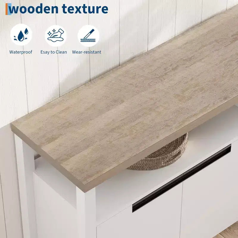 63-Inch Farmhouse TV Stand for 70-Inch TV with Storage and Open Shelves