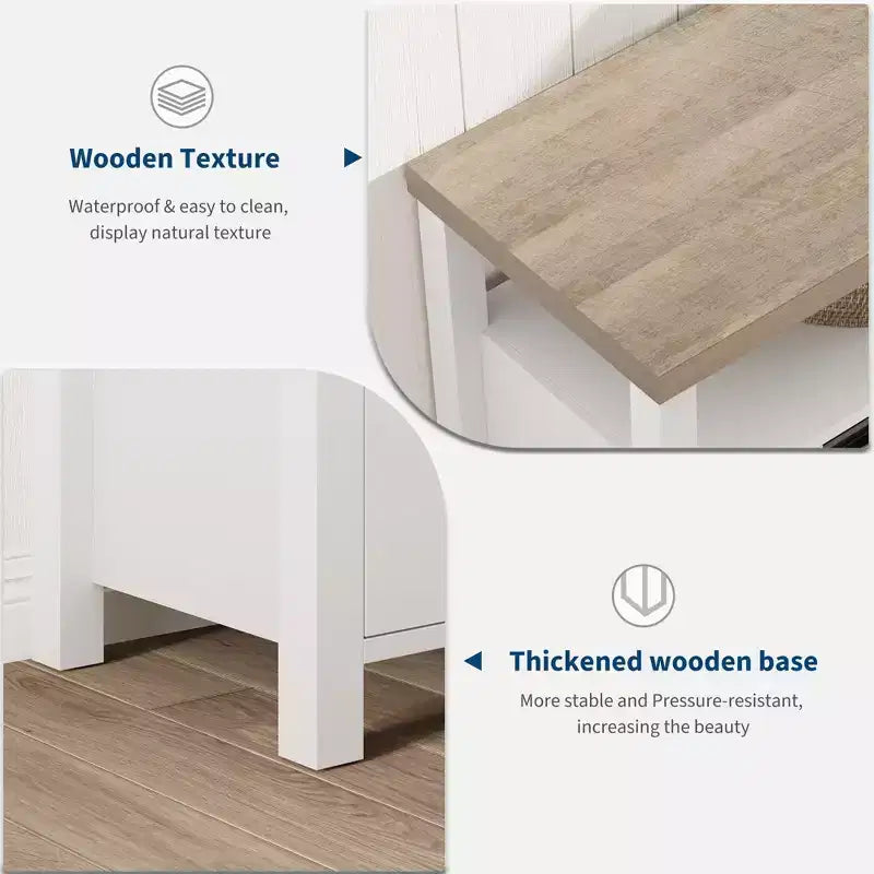 63-Inch Farmhouse TV Stand for 70-Inch TV with Storage and Open Shelves