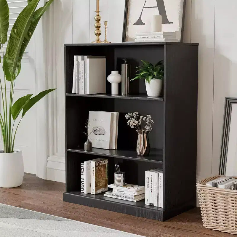PexFix 41x31x16 Doorless Wood Bookshelf Storage Cabinet Bookcase&Office Cabinet for Kitchen Bedroom Entryway Living Room Dinning Room Black