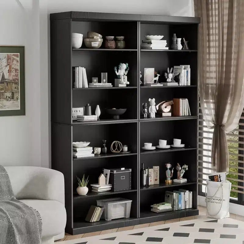 Black 3-Shelf Doorless Bookcase, Wood, 1 Person Assembly