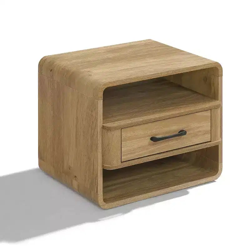 Light Oak Nightstand with Drawer, Brown, 1-Person