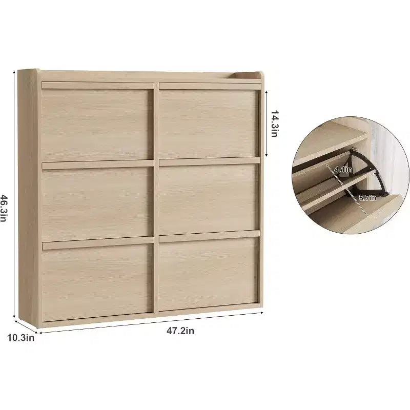 Shoe Cabinet with Flip Drawers, Freestanding Hidden Wood Shoe Storage for Entryway Hallway