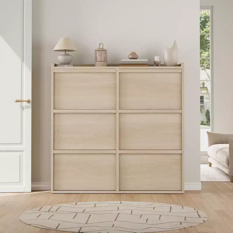 Shoe Cabinet with Flip Drawers, Freestanding Hidden Wood Shoe Storage for Entryway Hallway