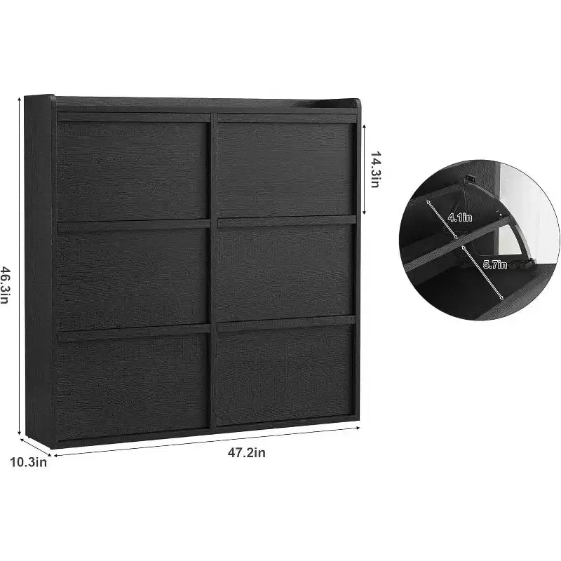 Shoe Cabinet with Flip Drawers, Freestanding Hidden Wood Shoe Storage for Entryway Hallway