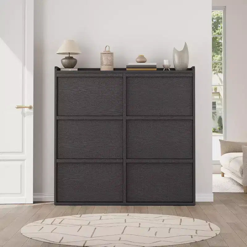 Shoe Cabinet with Flip Drawers, Freestanding Hidden Wood Shoe Storage for Entryway Hallway