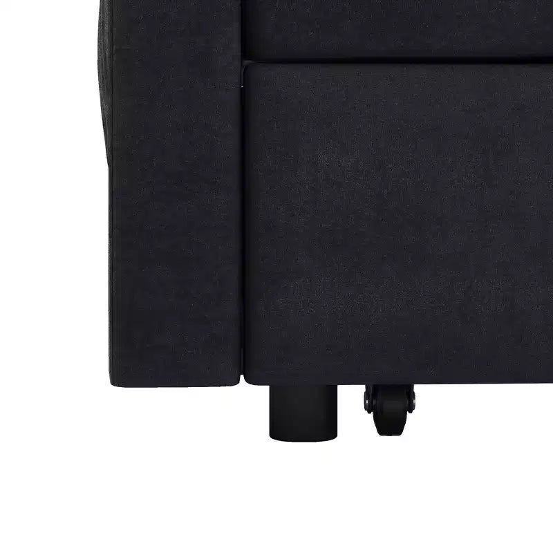 Flannel Upholstered Loveseat Sofa Bed with Pull-out Bed, Adjustable Back