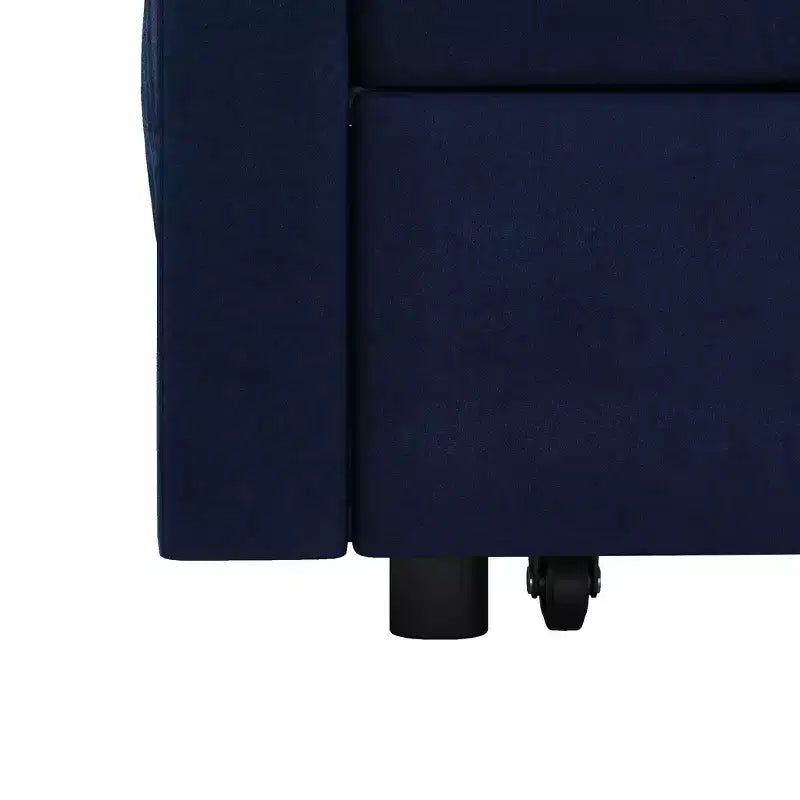 Flannel Upholstered Loveseat Sofa Bed with Pull-out Bed, Adjustable Back