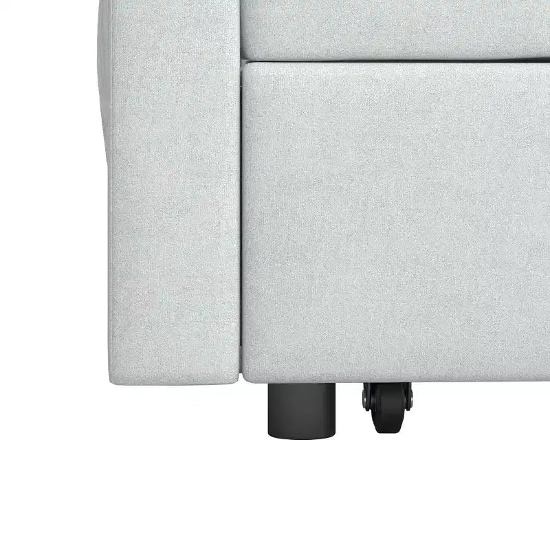 Flannel Upholstered Loveseat Sofa Bed with Pull-out Bed, Adjustable Back
