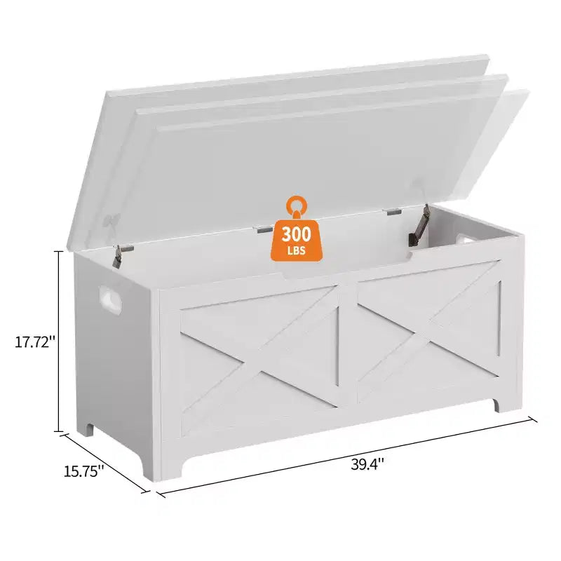 MDF Decorative Storage Stool 39.4 inches - Decorative storage unit, stylish footstool, uniquely shaped legs, multi-functional storage solution.
