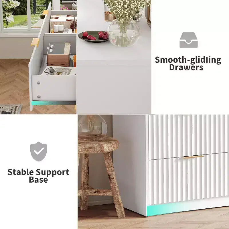 8-Drawer Fluted Dresser with Anti-Tilt Design