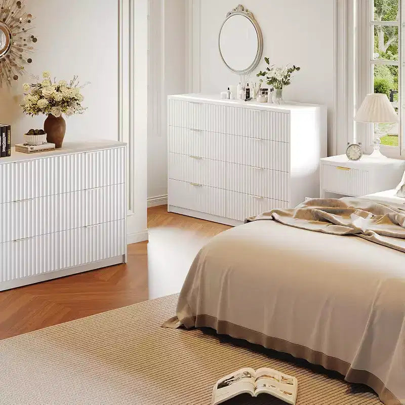 8-Drawer Fluted Dresser with Anti-Tilt Design