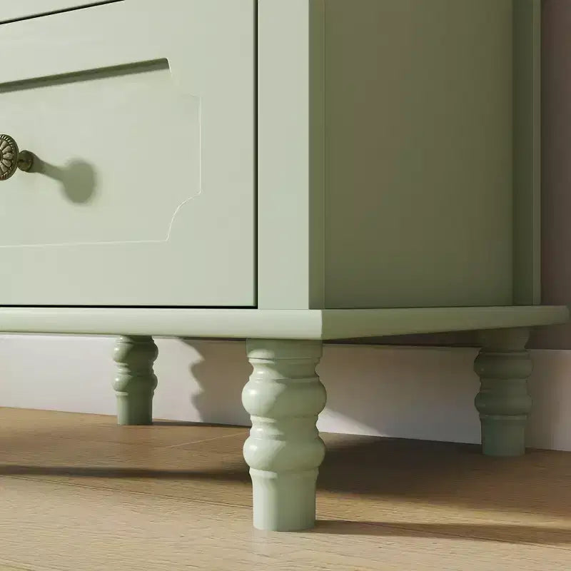 Tall Kitchen Pantry Cabinet with Glass Doors and Drawers, Solid Wood Legs