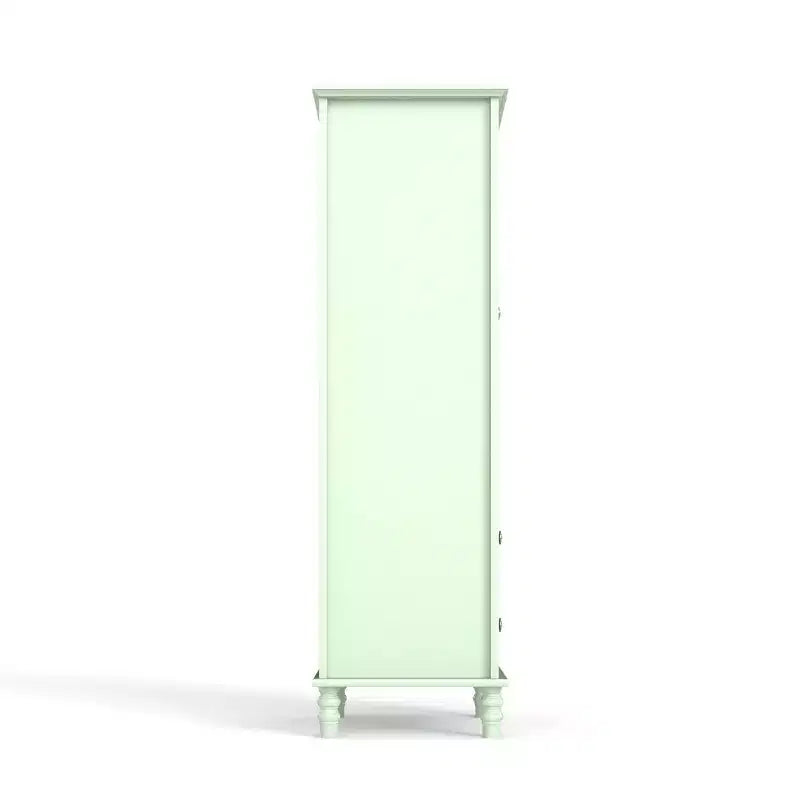 Tall Kitchen Pantry Cabinet with Glass Doors and Drawers, Solid Wood Legs