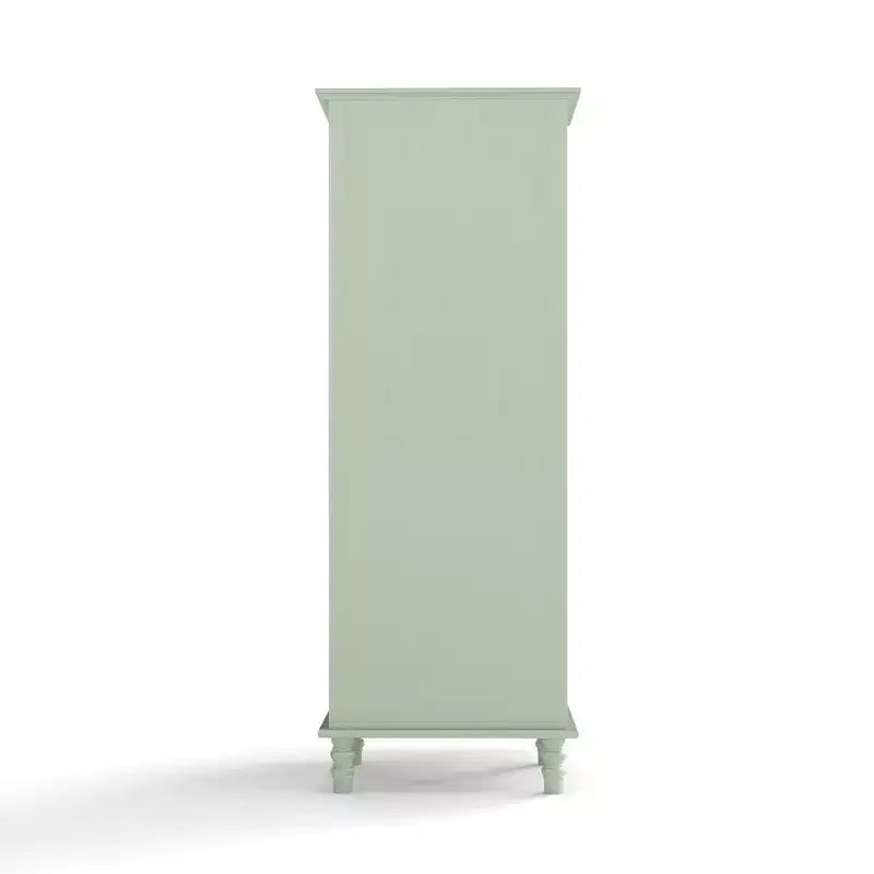 Tall Kitchen Pantry Cabinet with Glass Doors and Drawers, Solid Wood Legs