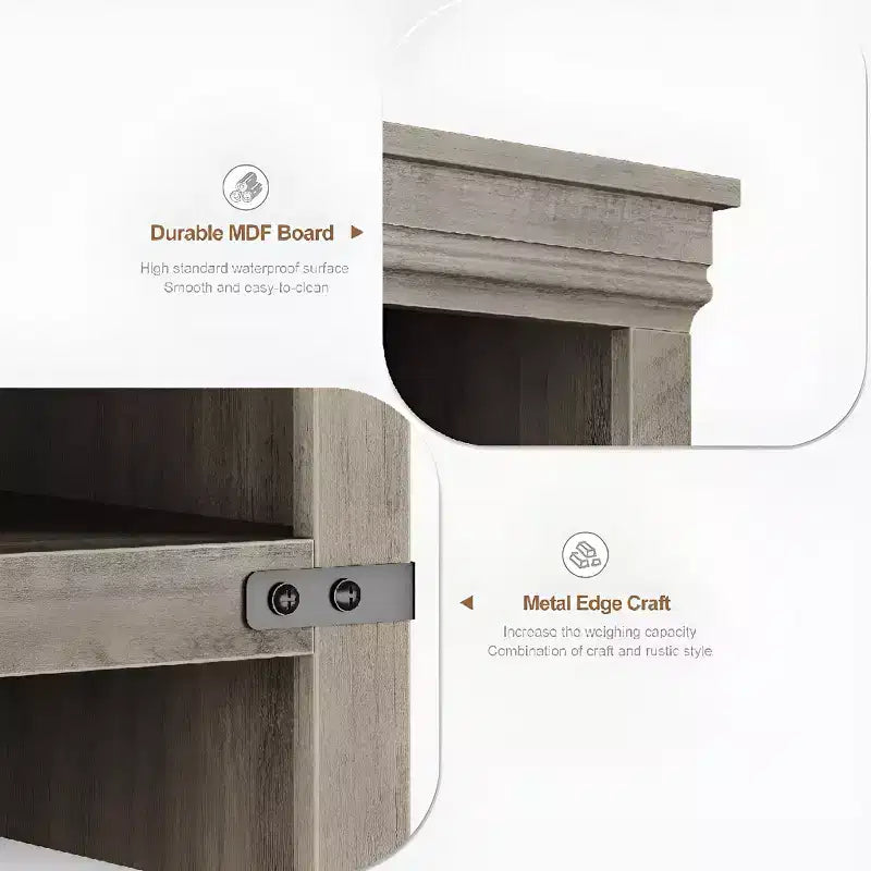 68.7" Tall 5-Shelf Bookcase with Storage Cabinet, Wooden Bookshelf, Freestanding Display Cabinet for Living Room, Bedroom
