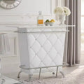Royal Hampton Style Leatherette Padded Bar Table With Button Tufting, White