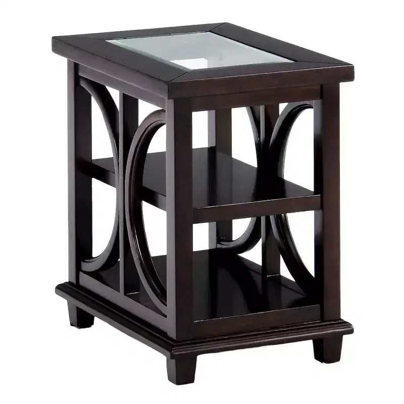 Contemporary Wood and Glass End Table