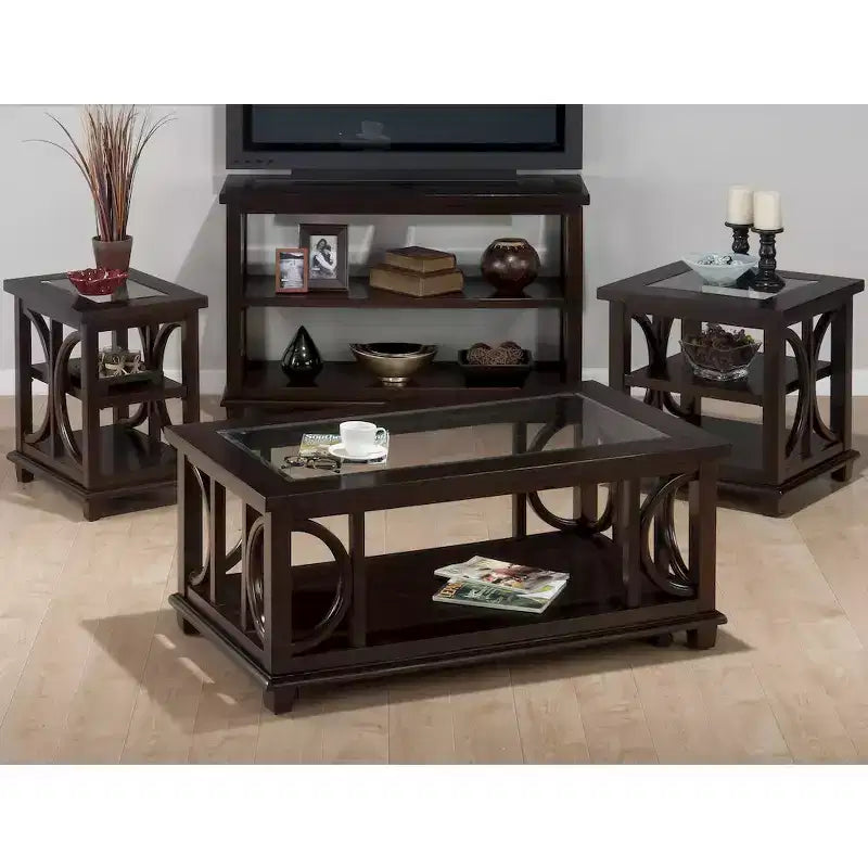 Contemporary Wood and Glass End Table